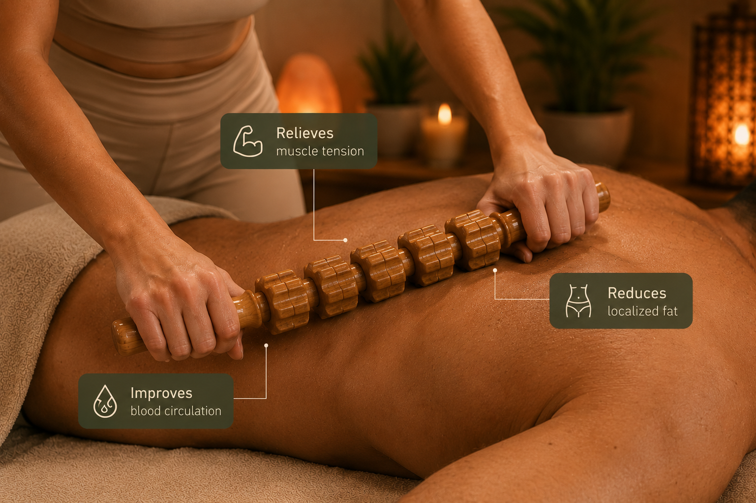 Maderotherapy with wood roller